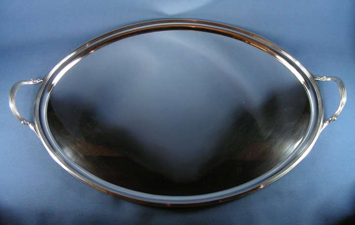 George III silver oval two handled tray